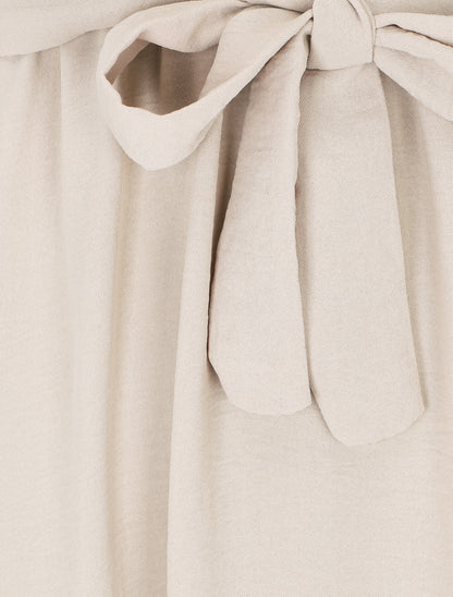 Robe longue élastiquée à bretelles avec anneaux - Beige - 3