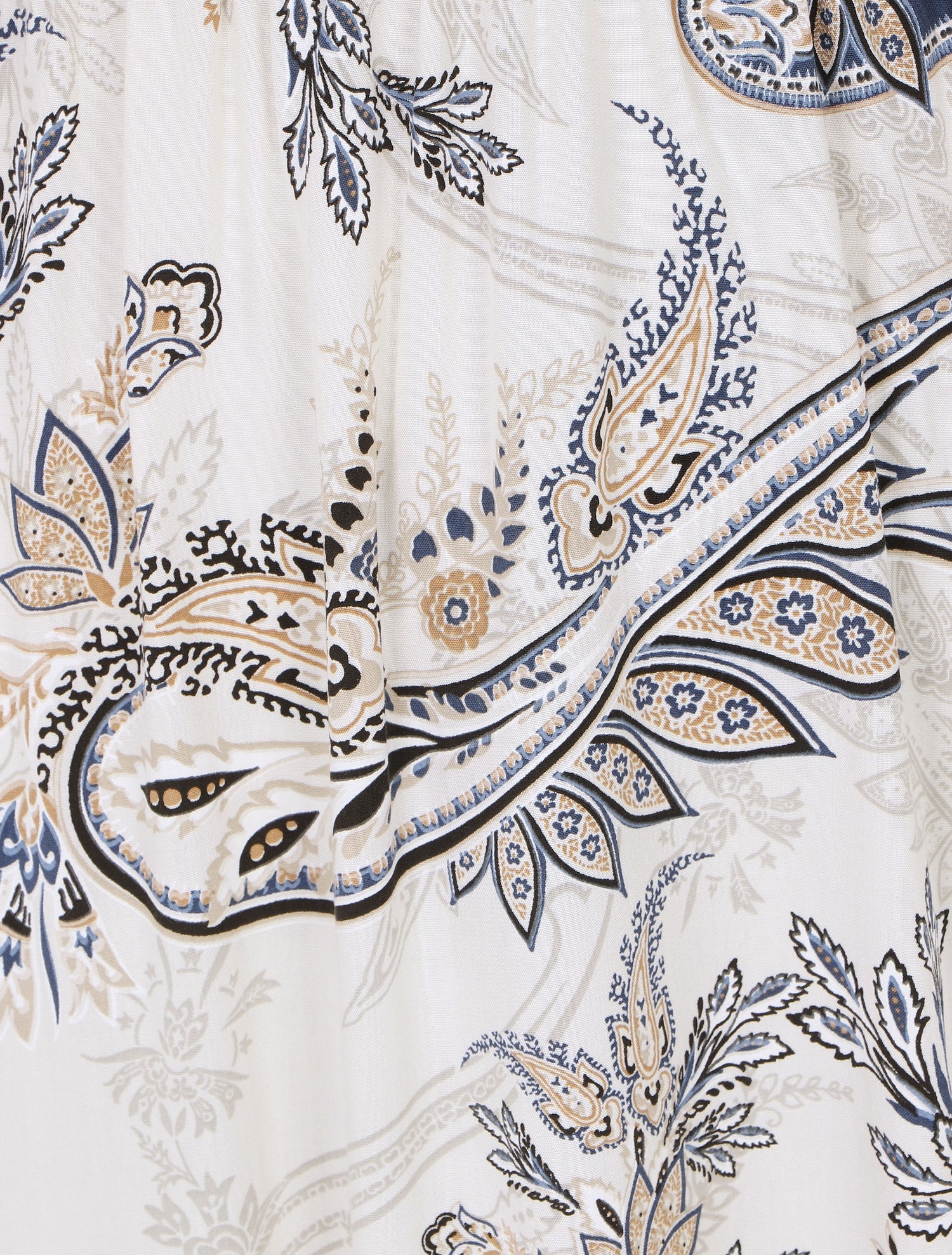 Robe longue élastiquée à imprimé foulard - Crème - 3