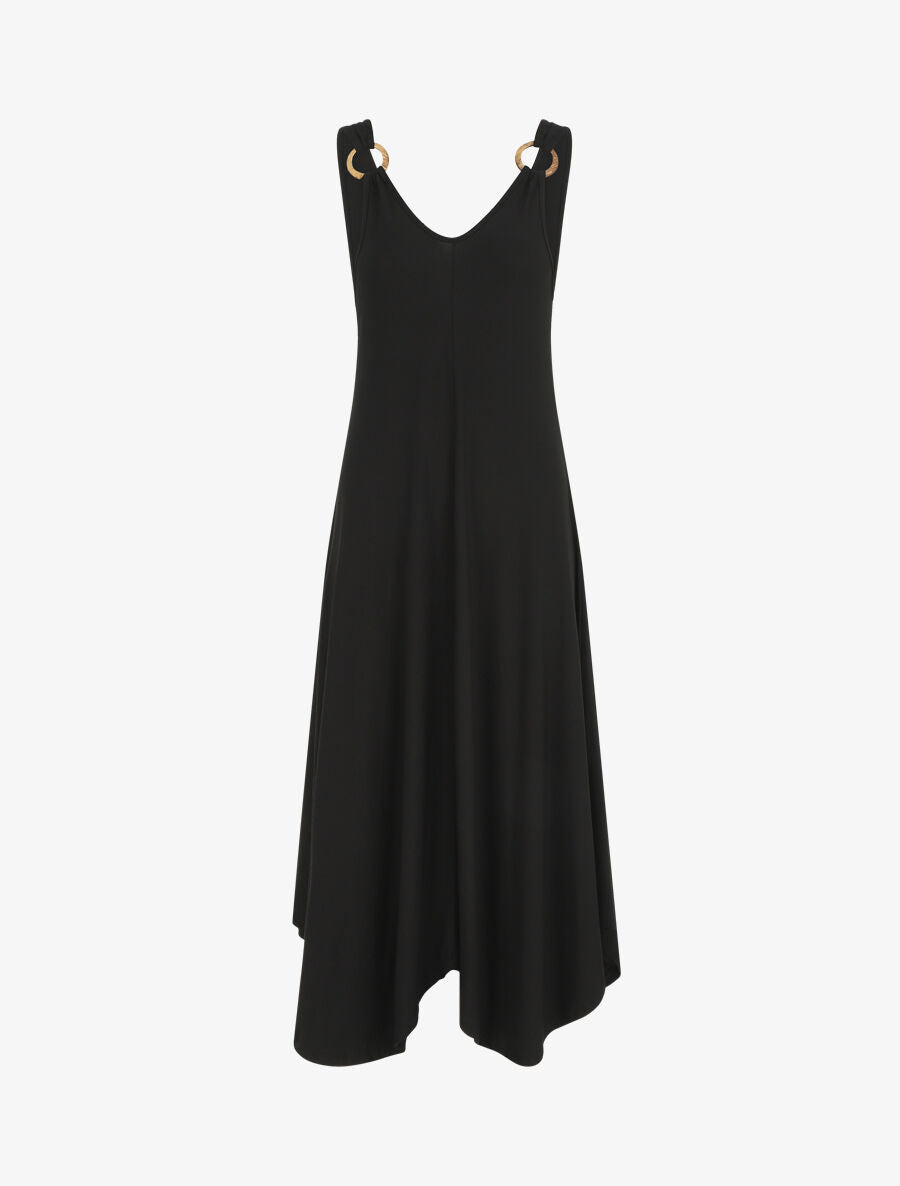 Robe longue unie coupe droite - Noir - 1