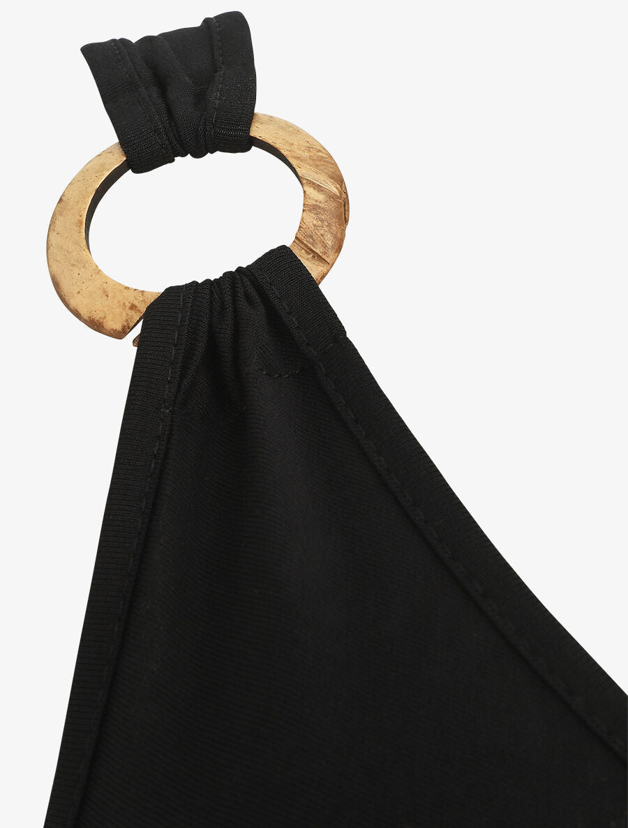 Robe longue unie coupe droite - Noir - 3