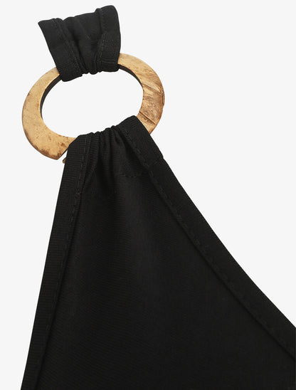 Robe longue unie coupe droite - Noir - 3