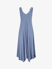 Robe longue unie coupe droite - Bleu - 1