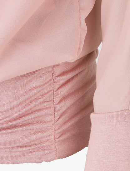 Blouse en voile à bords froncés - Rose - 3