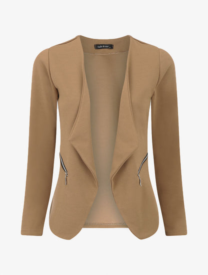 Veste fluide unie col cascade - Camel - 5