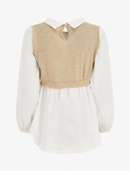Pull à chemise en trompe l&