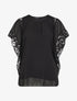 Top droit manches chauve-souris en dentelle - Noir - 1