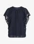 Top droit manches chauve-souris en dentelle - Marine - 5