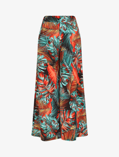 Pantalon ample imprimé tropical - Noir - 4