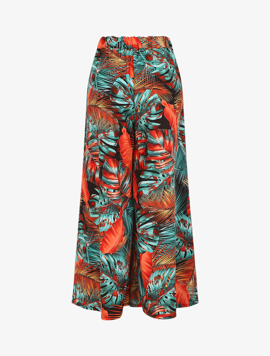 Pantalon ample imprimé tropical - Noir - 2
