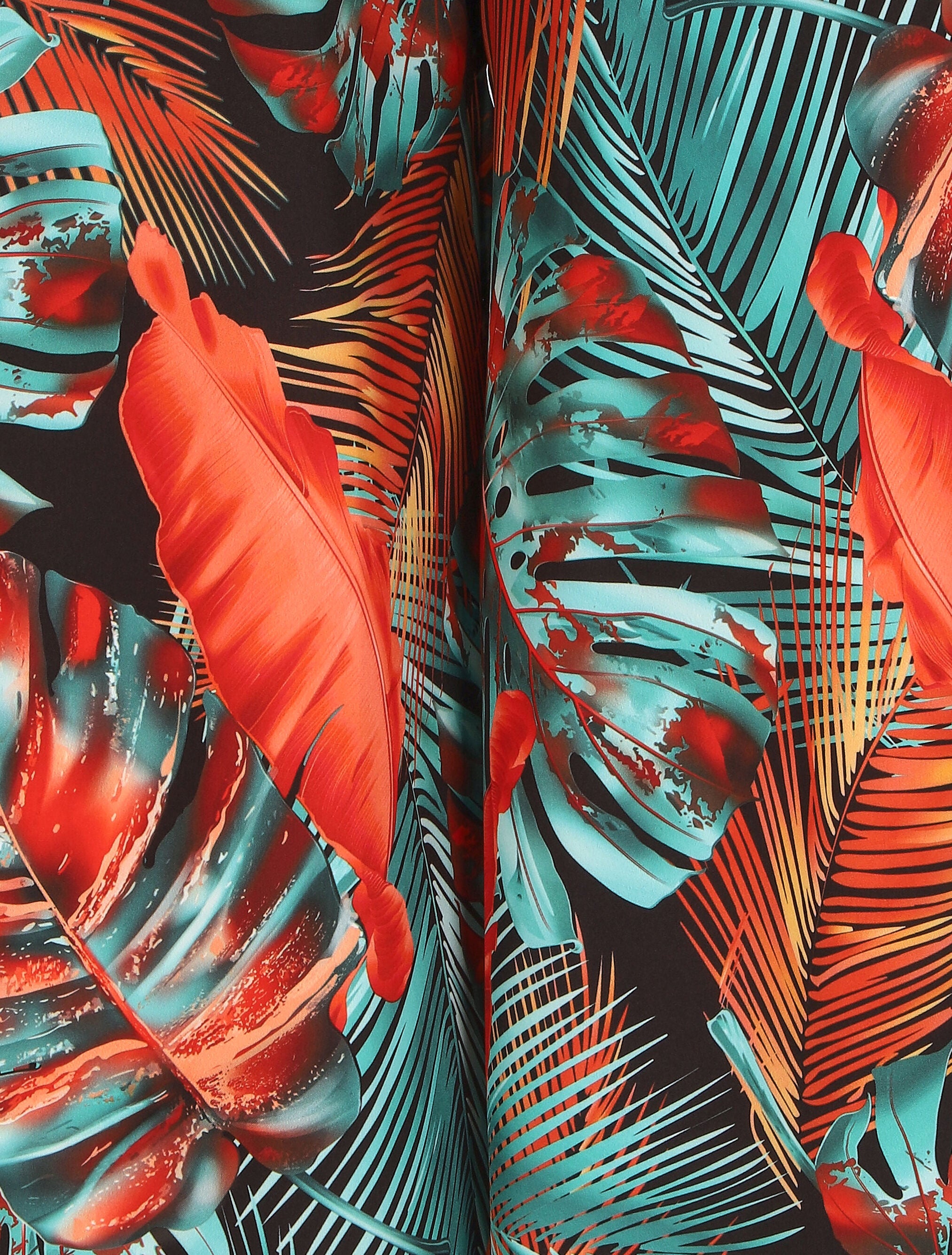Pantalon ample imprimé tropical - Noir - 3