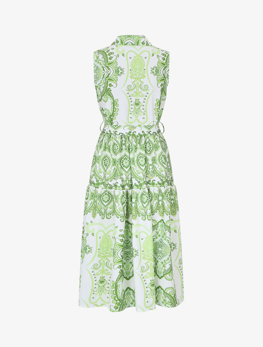 Robe longue évasée à imprimé fleuri - Vert - 2
