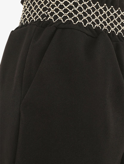 Short à taille élastiquée et à revers - Noir - 3