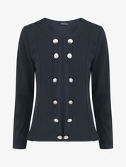 Veste droite boutonnée unie - Marine - 5