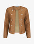 Veste droite boutonnée en simili - Camel - 5