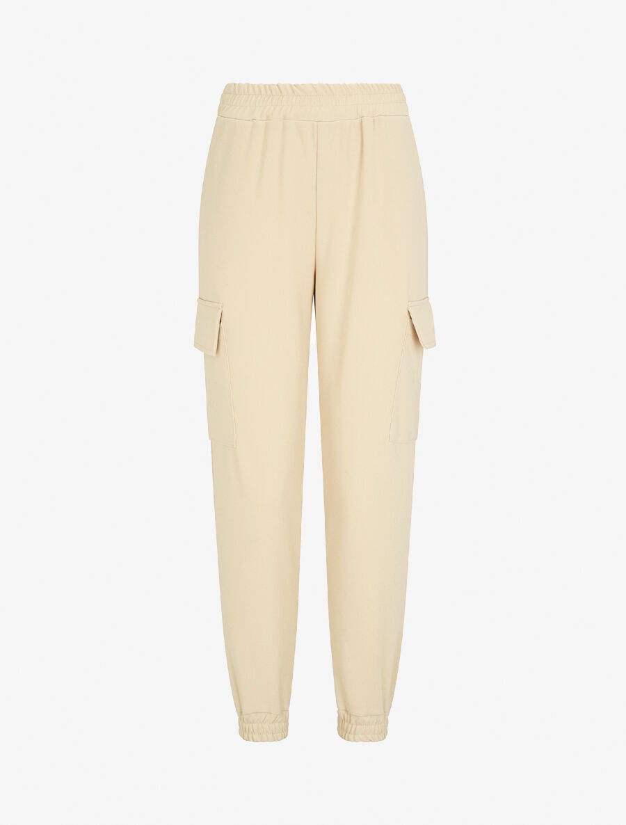 Jogging cargo taille haute - Beige - 1