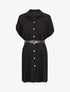 Robe chemise effet plissé à manches 3/4 - Noir - 1
