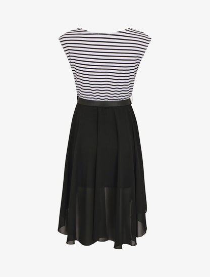 Robe bi-matière à col rond - Noir - 2
