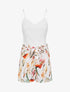 Combishort imprimé floral ceinturée - Blanc - 5