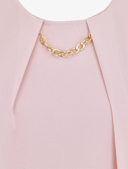 Top droit sans manches col à chaîne - Rose - 3