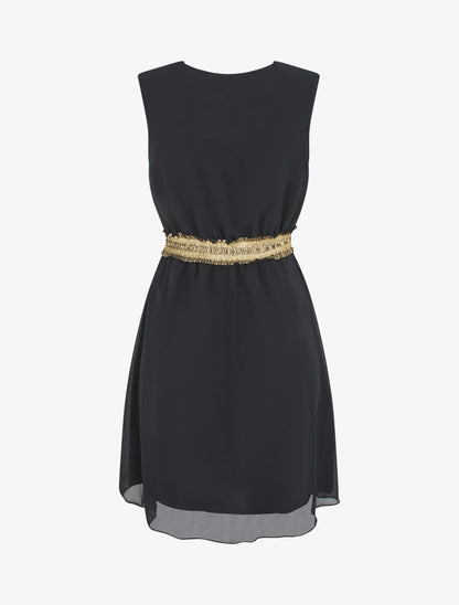 Robe sans manches taille élastiquée irisée - Noir - 2