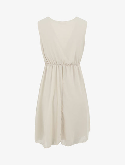 Robe fluide sans manches évasée - Beige - 2