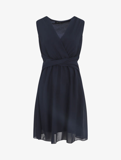 Robe fluide sans manches évasée - Marine - 5