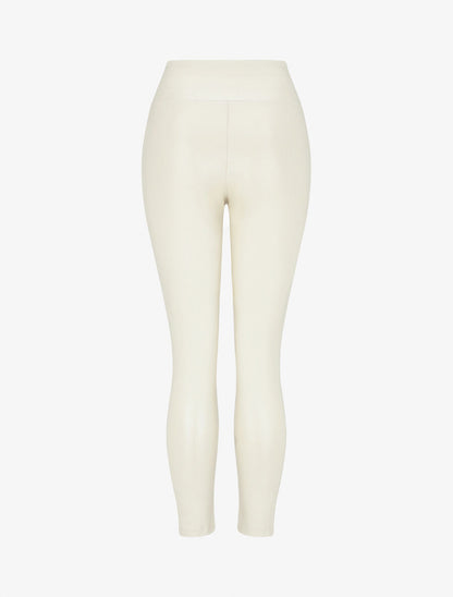 Pantalon ciré slim taille haute - Beige - 2