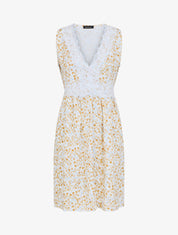 Robe mi-longue sans manches motif feuilles - Beige - 5