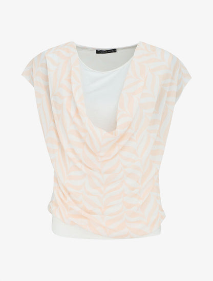 Top coupe droite imprimé graphique - Beige - 1