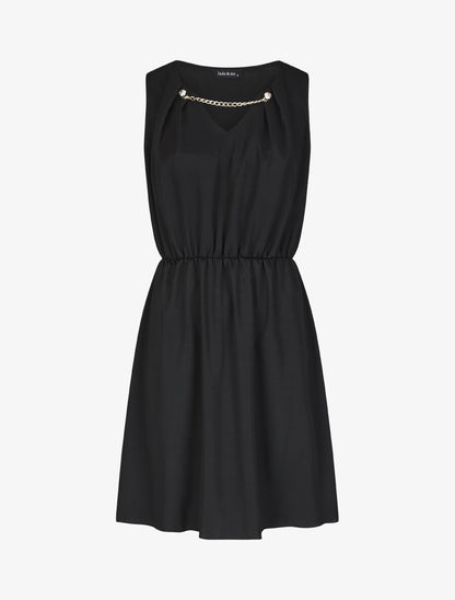 Robe courte sans manches à chaîne - Noir - 1