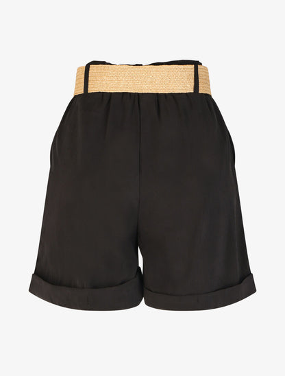 Short à revers uni - Noir - 2