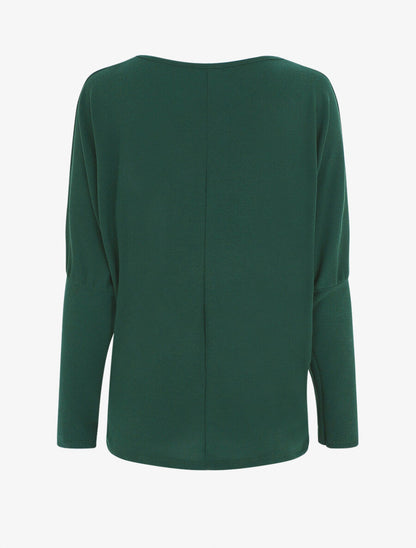Pull ample à imprimé plumes irisées - Vert sapin - 2