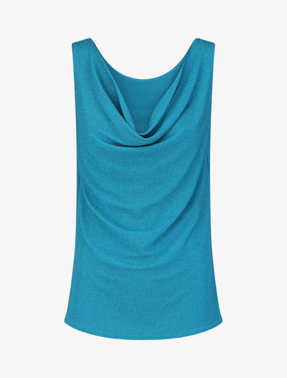Top droit irisé sans manches col bénitier - Bleu - 1