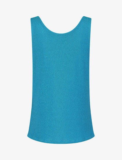 Top droit irisé sans manches col bénitier - Bleu - 2