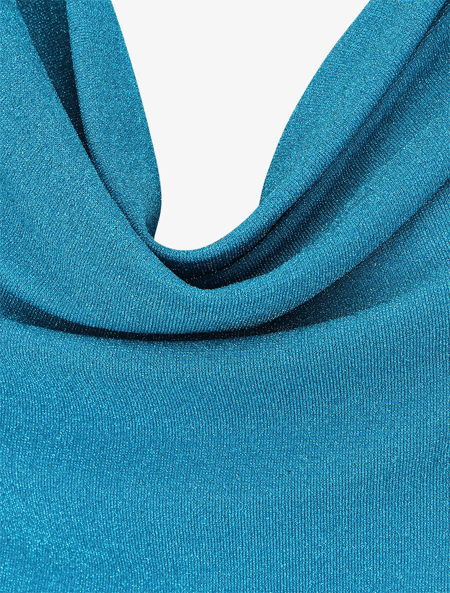 Top droit irisé sans manches col bénitier - Bleu - 3