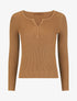 Pull côtelé manches longues - Camel - 1