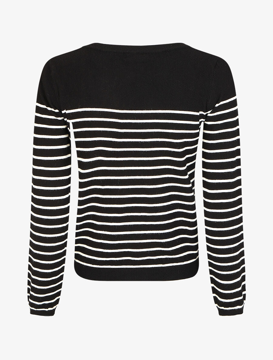 Pull marinière manches longues - Noir - 2