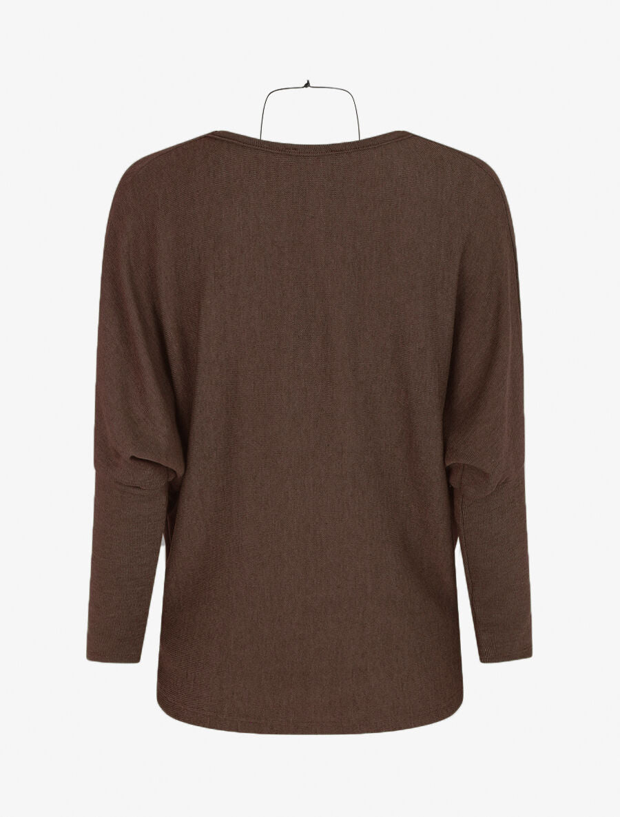Pull droit col bénitier - Marron - 2