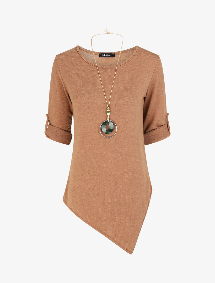 Pull droit asymétrique - Camel - 6