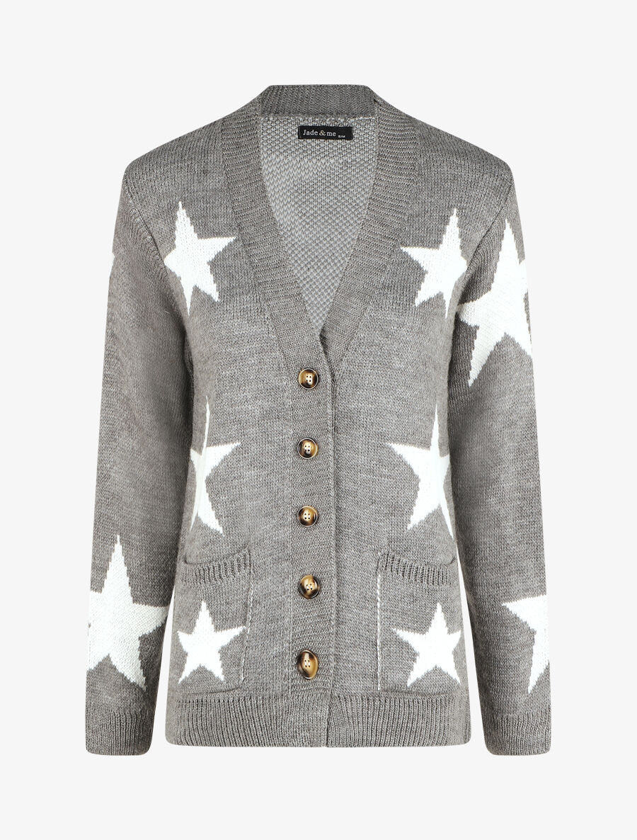 Gilet droit motif étoiles - Gris foncé - 1
