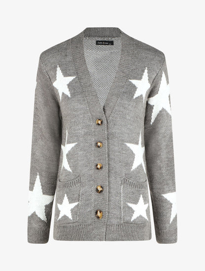 Gilet droit motif étoiles - Gris foncé - 1