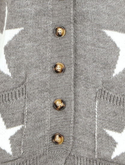 Gilet droit motif étoiles - Gris foncé - 3