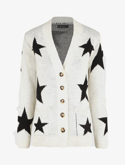 Gilet droit motif étoiles - Beige - 1