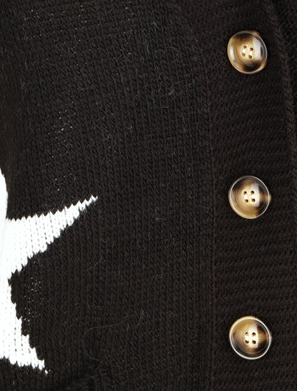Gilet droit motif étoiles - Noir - 3