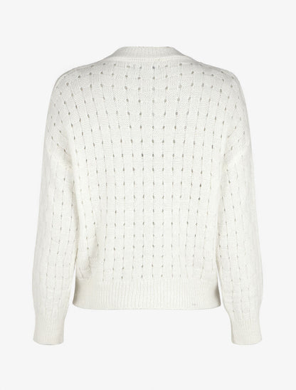 Pull droit maille fantaisie - Blanc - 2