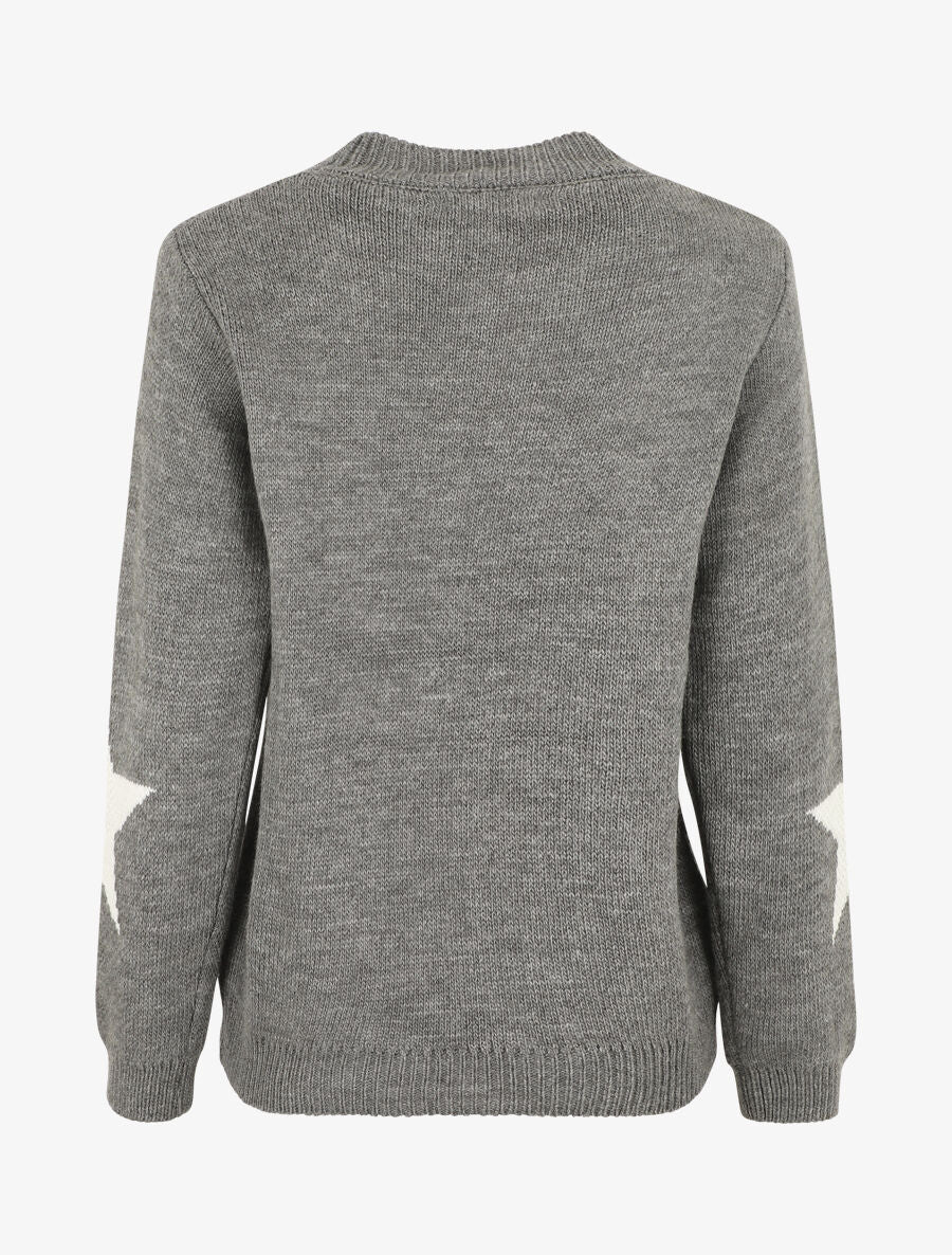 Pull droit motif étoiles - Gris foncé - 2