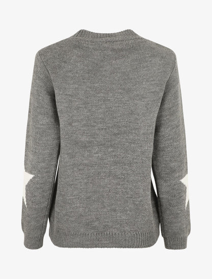 Pull droit motif étoiles - Gris foncé - 2