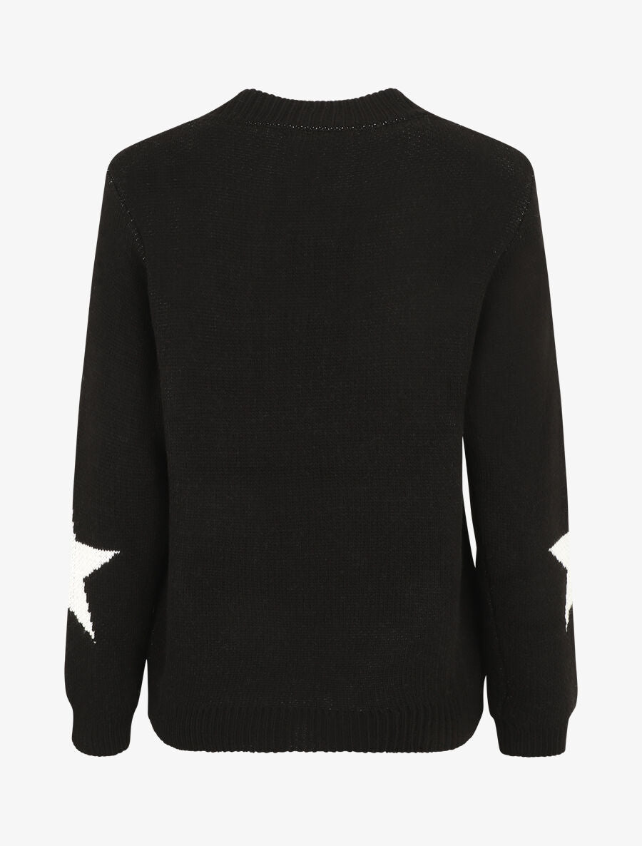Pull droit motif étoiles - Noir - 2