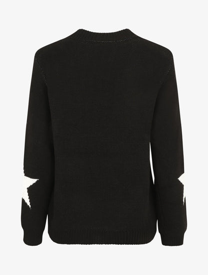 Pull droit motif étoiles - Noir - 2