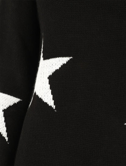 Pull droit motif étoiles - Noir - 3